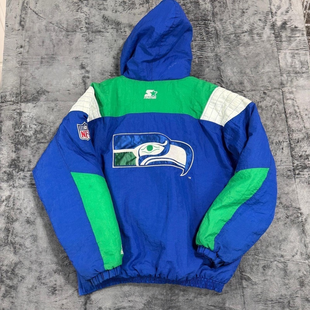 Vintage Starter Seattle Seahawks Pro Line Puffer Jacket NFL SUPER BOWL LX Champs - Picture 12 of 14